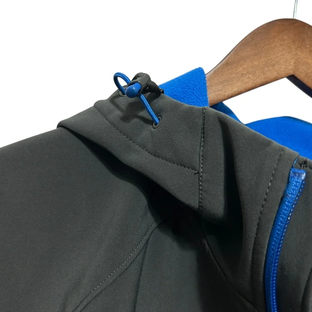 The‎ North Face Men Softshell Jacket L Gray Blue Hood Windproof Outdoor Gorpcore